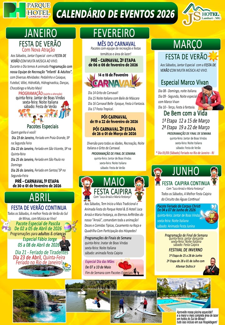 calendário de eventos do js hotel
